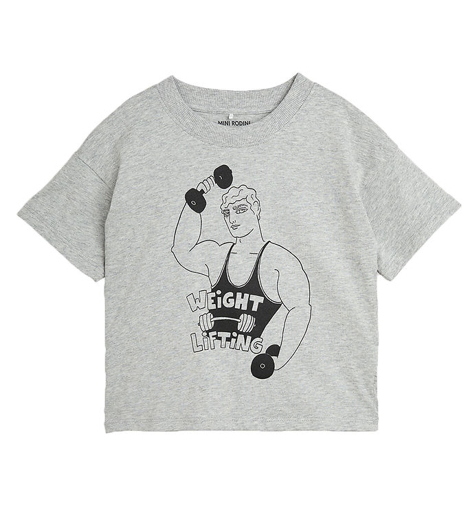 12: Mini Rodini T-shirt - Weight Lifting - Grå