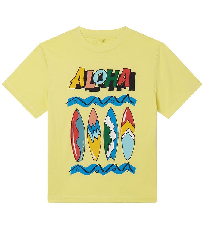 Stella McCartney Kids T-shirt - Gul m. Surfbrætter