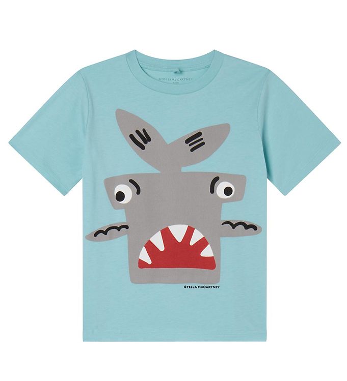 Stella Mccartney Kids T Shirt Lyseblå M. Haj