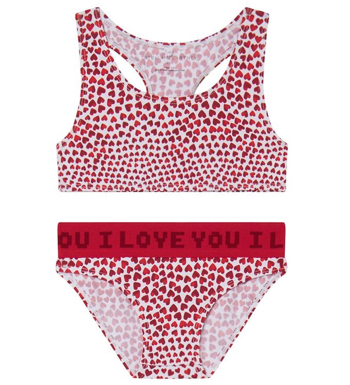 Billede af Stella McCartney Kids Bikini - UV50+ - Hvid/Rød m. Hjerter