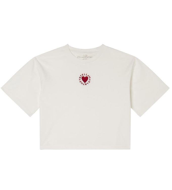 Stella Mccartney Kids T Shirt Cropped Hvid M. Hjerte