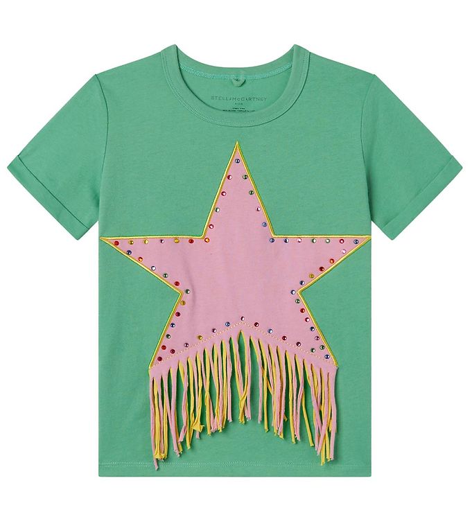 2: Stella McCartney Kids T-shirt - Grøn/Rosa m. Similisten/Frynser