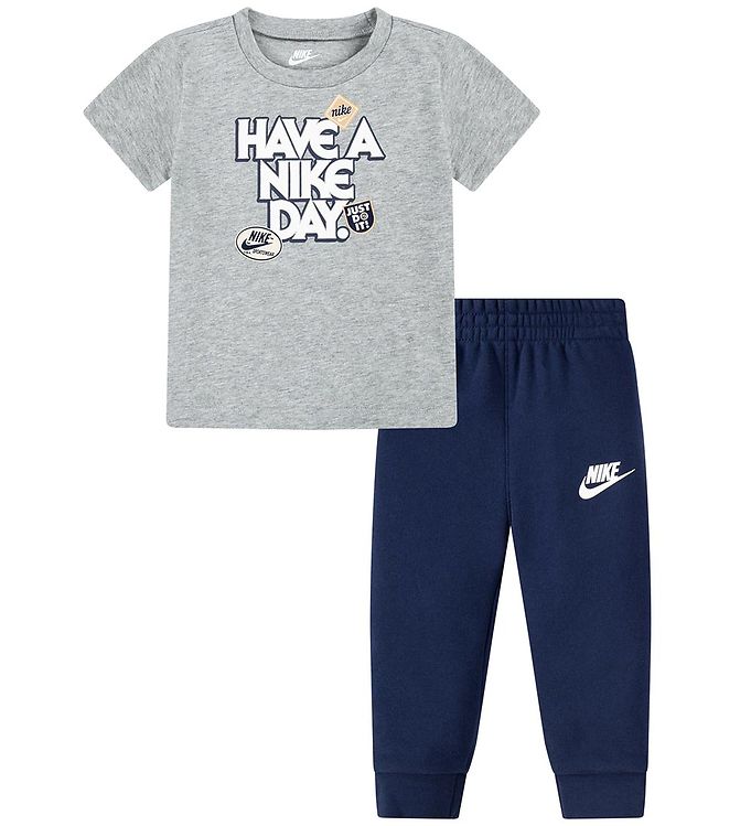 Nike Sæt - Sweatpants/T-shirt - Midnight Navy