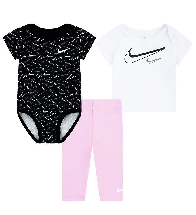 14: Nike Sæt - Leggings/T-shirt/Body k/æ - Pink Rise