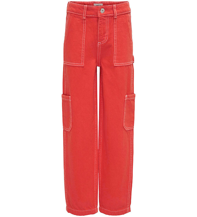 Kids Only Bukser Kogvilje Flame Scarlet/white Stitches