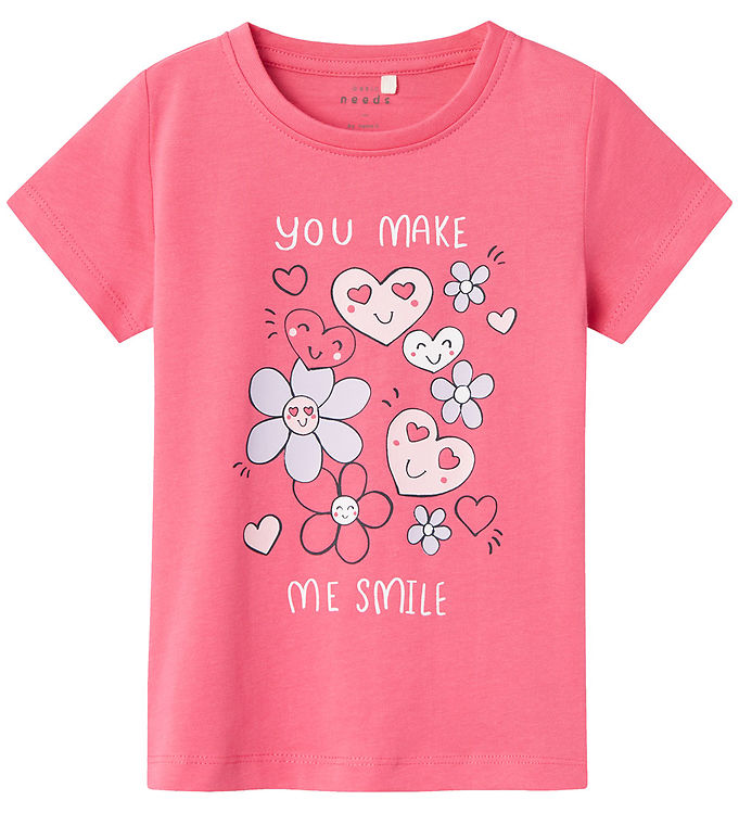 Name It T-Shirt - NmfVeen - Camellia Rose/You Make Me Smile