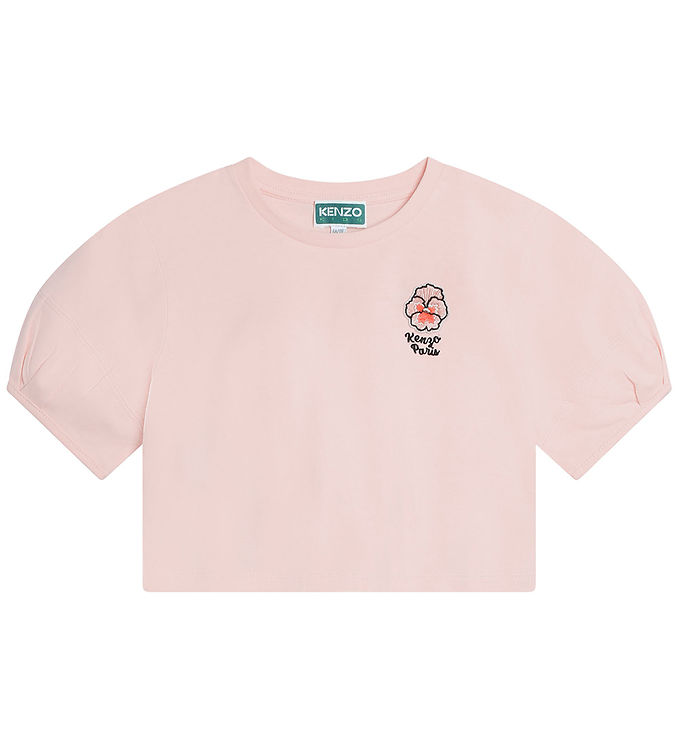 Kenzo T-shirt - Cropped - Veiled Pink m. Blomst