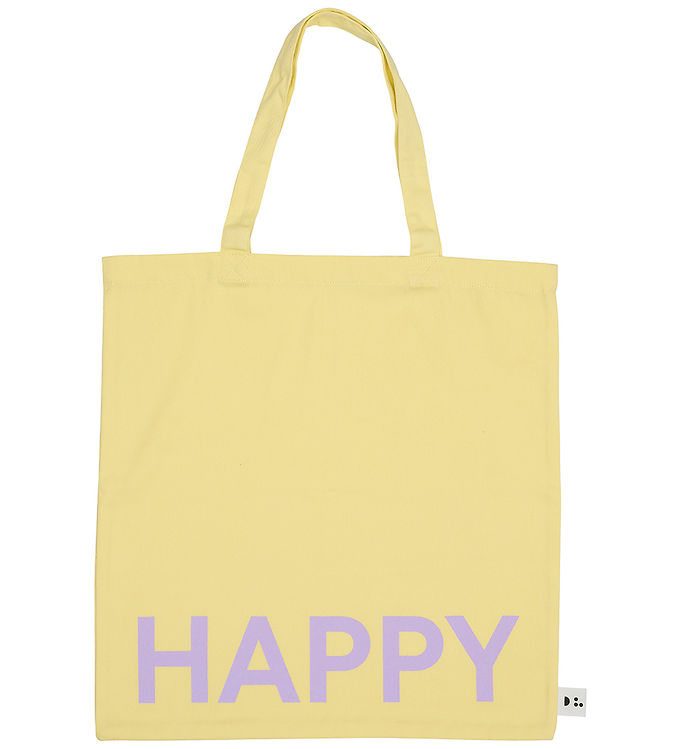 Billede af Design Letters Shopper - Happy - Gul m. Lilla