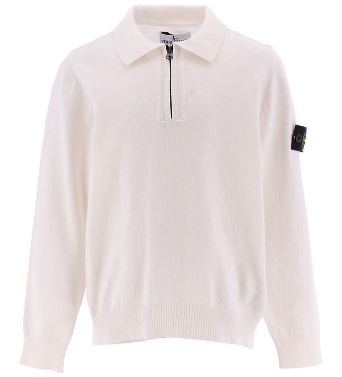 Stone Island Bluse m. Lynlås - Strik - Hvid