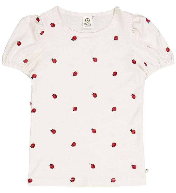 10: Müsli T-shirt - Ladybird Puff - Balsam Cream/Apple Red