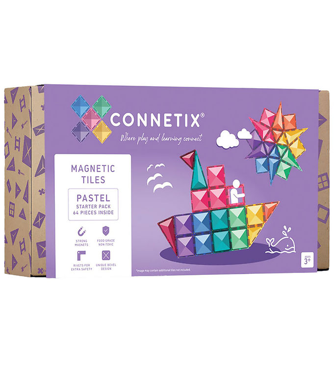 Connetix Magnetsæt - 64 Dele - Pastel Starter Pack