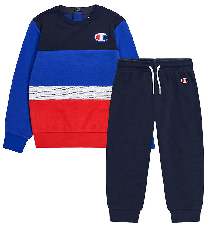 Champion Sweatsæt - Sweatshirt/Sweatpants - Blå/Rød/Hvid