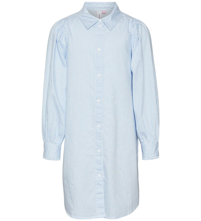6: Vero Moda Girl Skjortekjole - VmPinny - Bright White/Vista blue