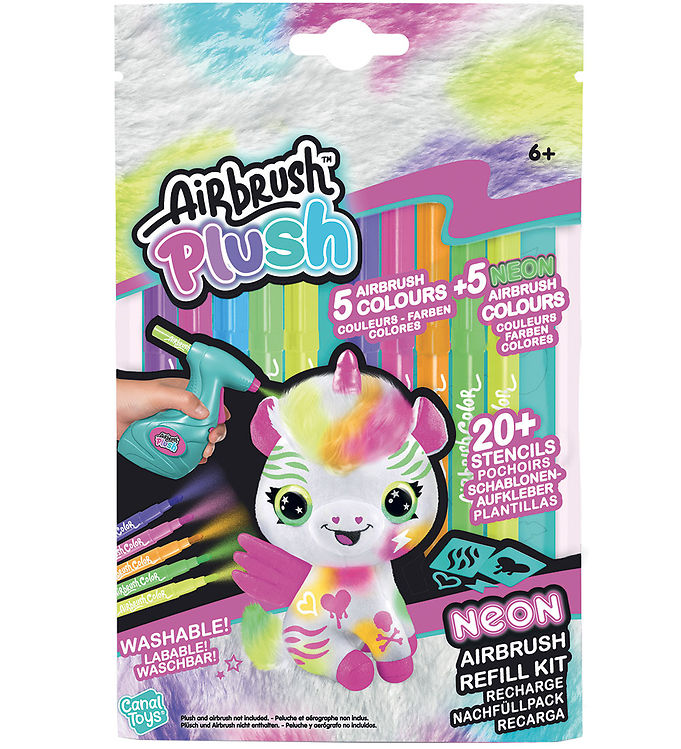 Airbrush Plush Farvesæt - Refill Neon Kit - 10 stk.