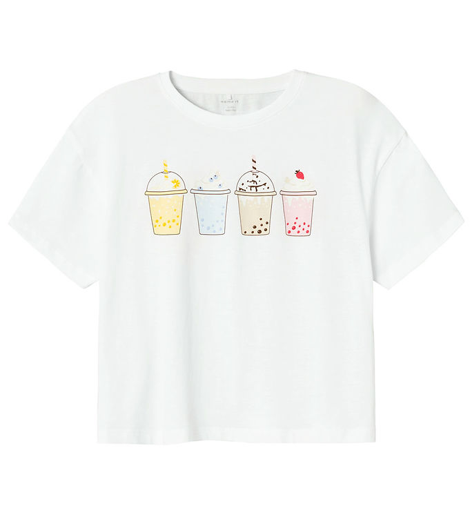 Name It T-Shirt - NkfSigga - Bright White m. Milkshakes