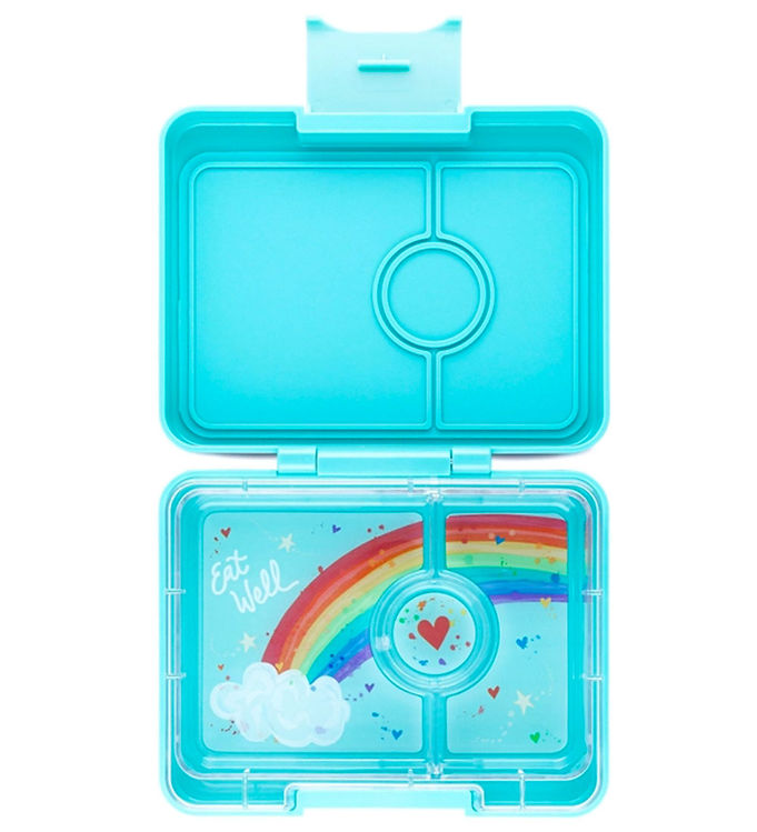 Yumbox Madkasse m. 3 Rum – Bento Snack – Misty Aqua/Rainbow