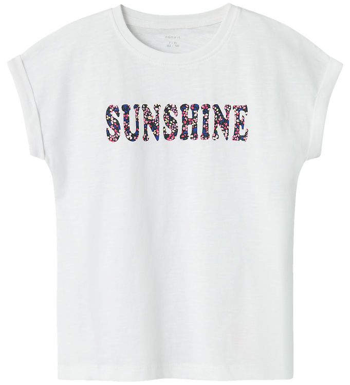 Name It T-shirt - NkfFamma - Noos - Bright White/Sunshine Text