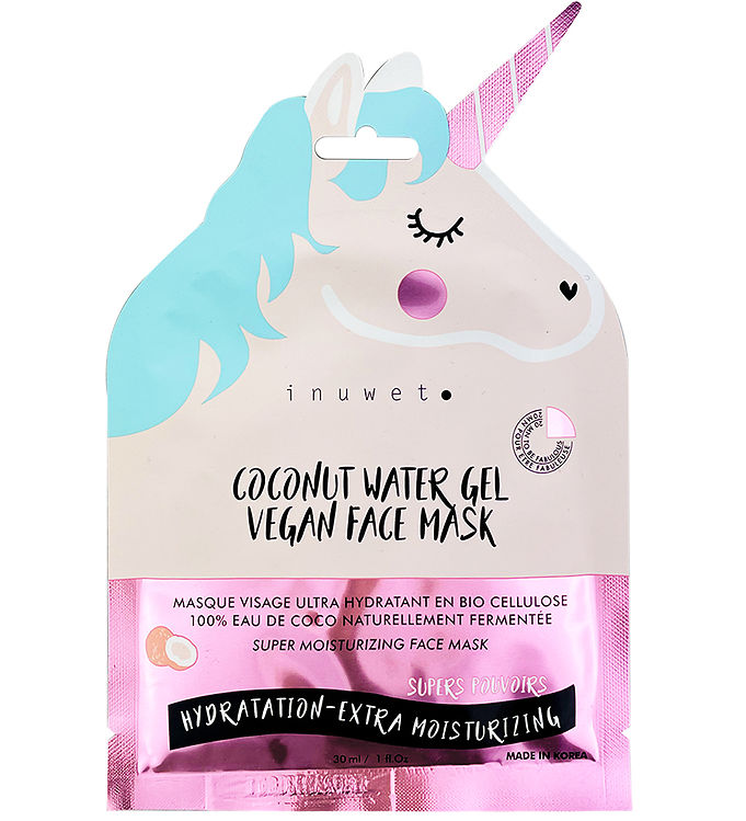 Inuwet Ansigtsmaske Unicorn Bio Cellulose Coconut Pink