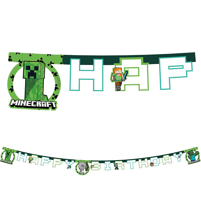 Decorata Party Happy Birthday Banner Minecraft