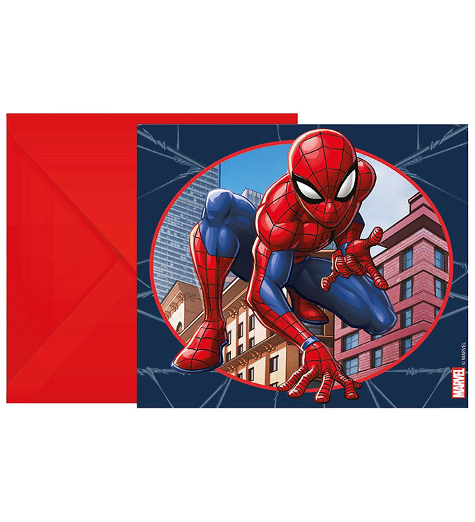 Decorata Party Invitationer 6 Pak Spider Man Crime Fighter
