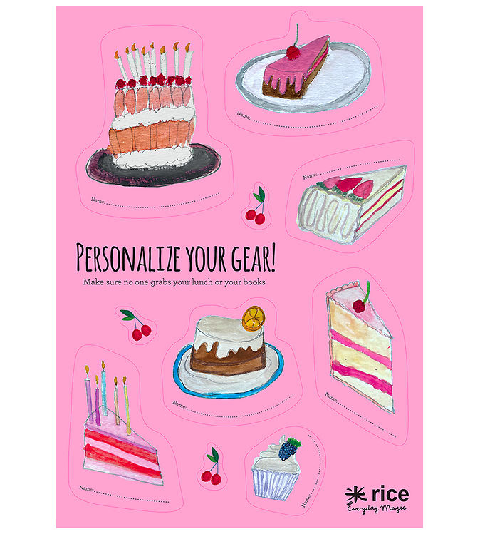 Rice Klistermærker Til Madkasse 10 Stk. Pink/sweet Cake