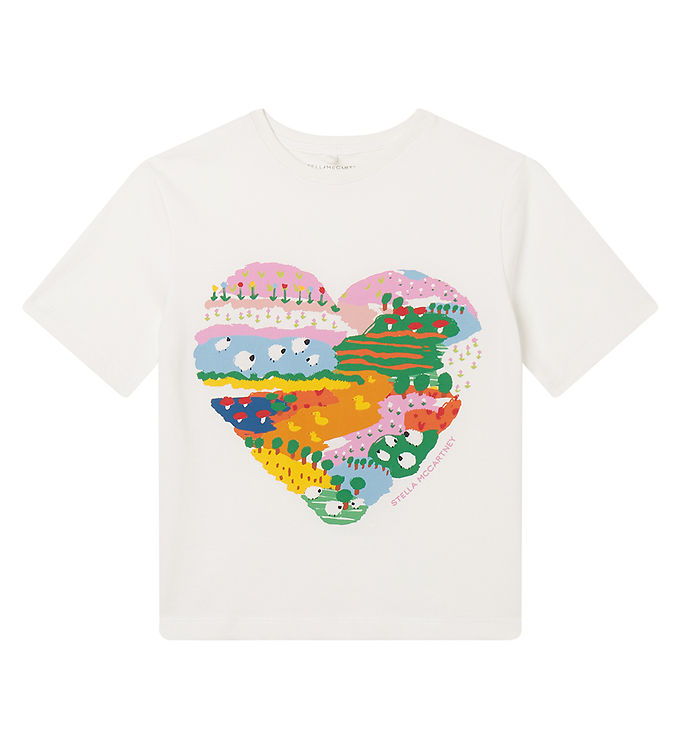 Stella Mccartney Kids T Shirt Ivory M. Hjerte