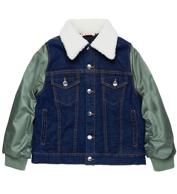 Marni Dynejakke Denim Mørkeblå/armygrøn