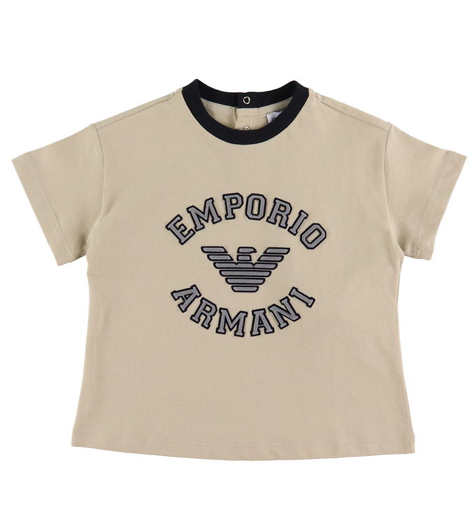 Emporio Armani T Shirt Oxford Tan M. Sort/grå