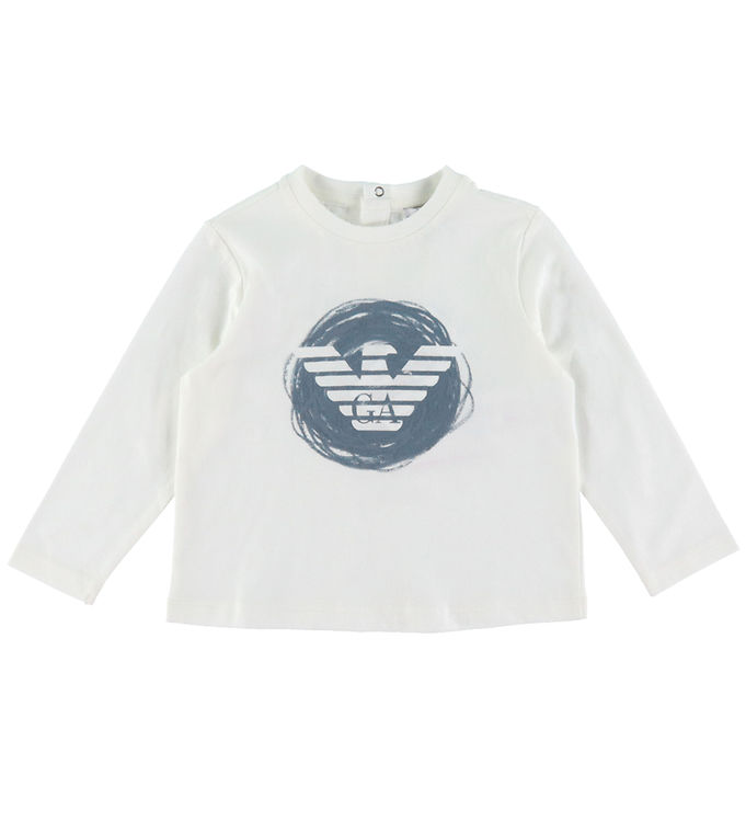 Emporio Armani Bluse Hvid M Støvet Blå