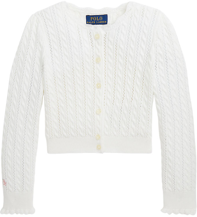 Polo Ralph Lauren Cardigan - Strik - Hvid m. Hulmønster