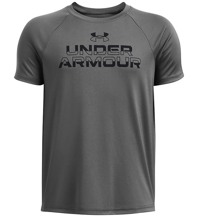 Under Armour T Shirt Tech Split Wordmark Castlerock M. Sort