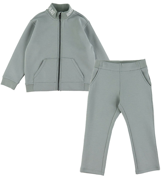 Emporio Armani Cardigan og Bukser i Sølvblå