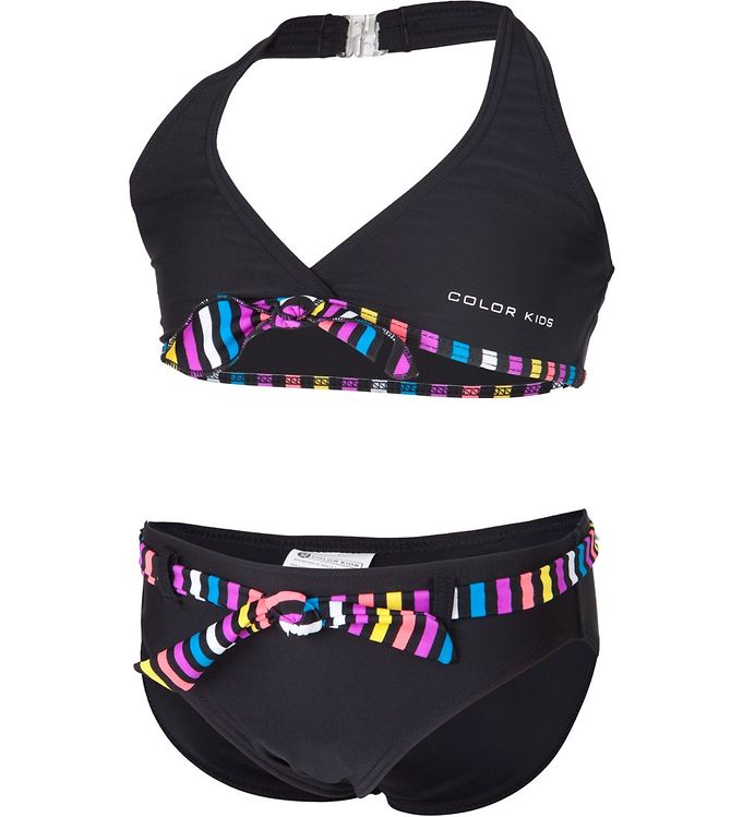 Color Kids Bikini - UV40+ - Sort m. Striber