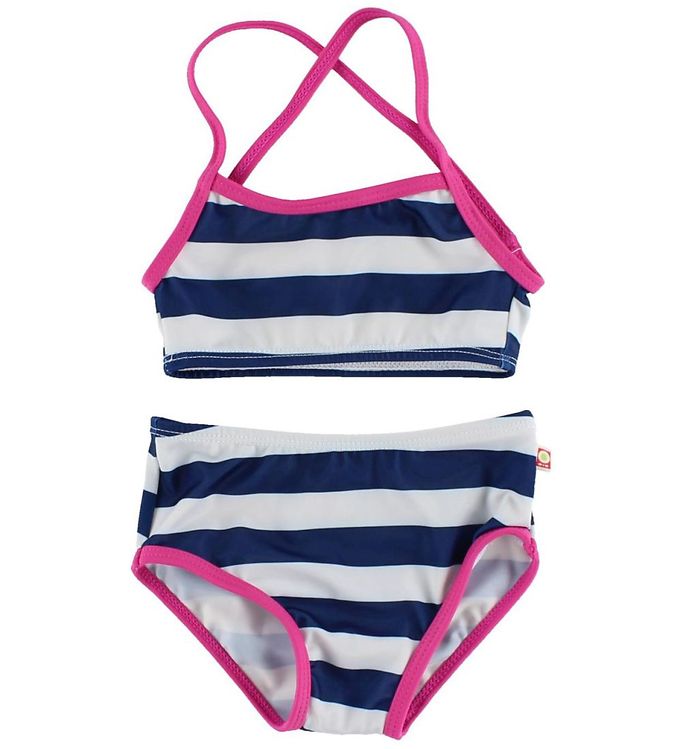 Billede af Katvig Classics Bikini - UV50+ - Navy/Hvidstribet m. Pink Kant