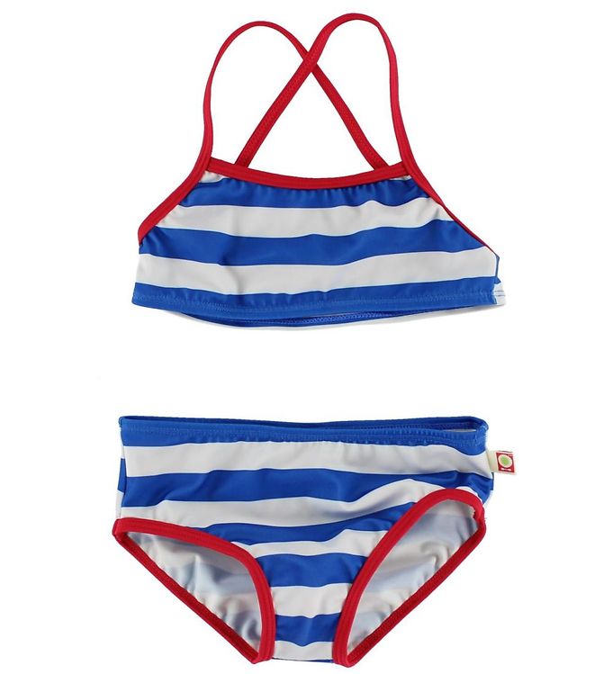 Katvig Classics Bikini - UV50+ - Blå/Hvidstribet m. Rød
