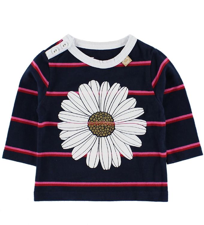 Danefæ Bluse - Navy/Pinkstribet m. Daisy