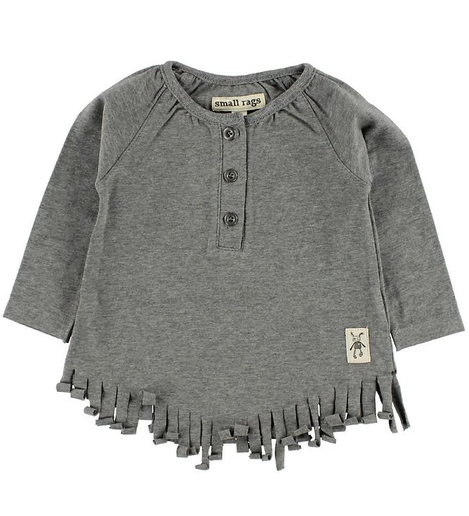 Image of Small Rags Bluse - Gråmeleret m. Frynser - 62 - Small Rags Bluse (52757-280071)