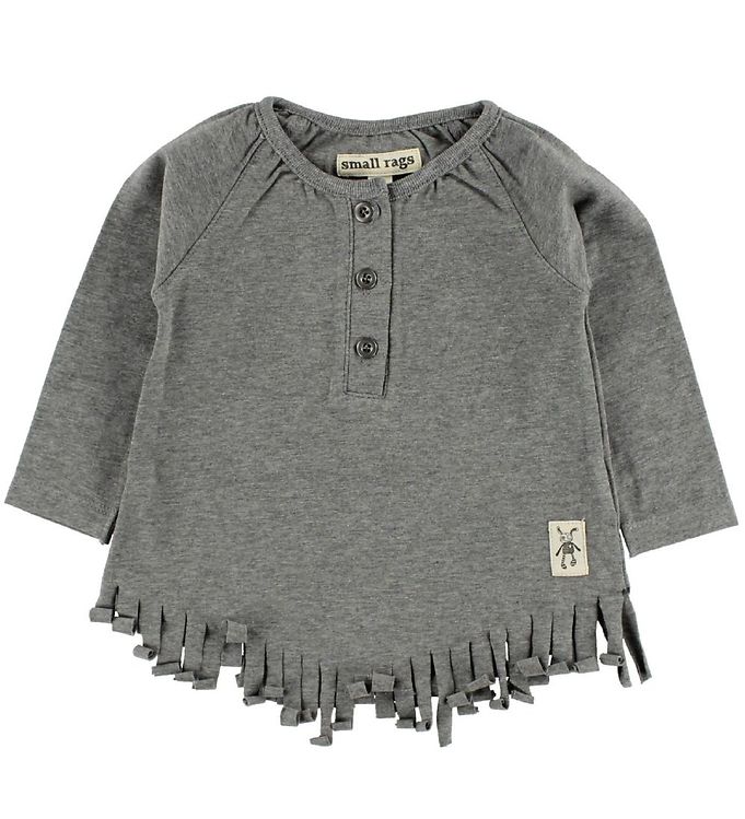 4: Small Rags Bluse - Gråmeleret m. Frynser