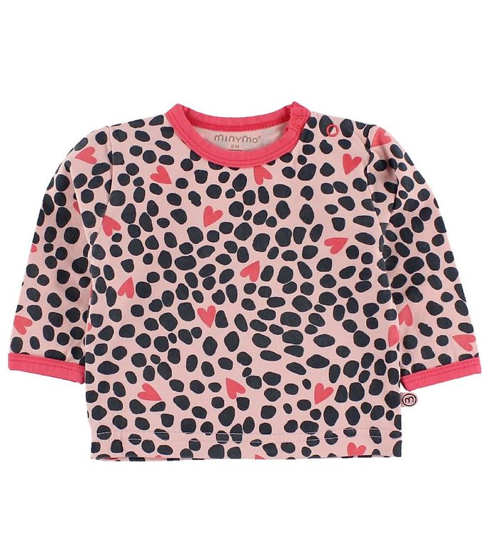 9: Minymo Bluse - Lyserød m. Leopard Prikker