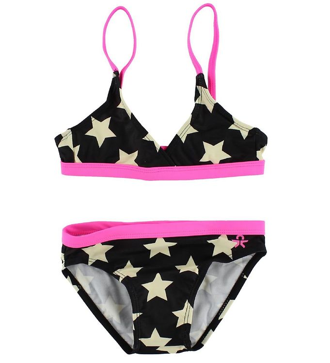 Image of Color Kids Bikini - UV40+ - Sort/Pink m. Stjerner - 4 år (104) - Color Kids Bikini (58526-311964)