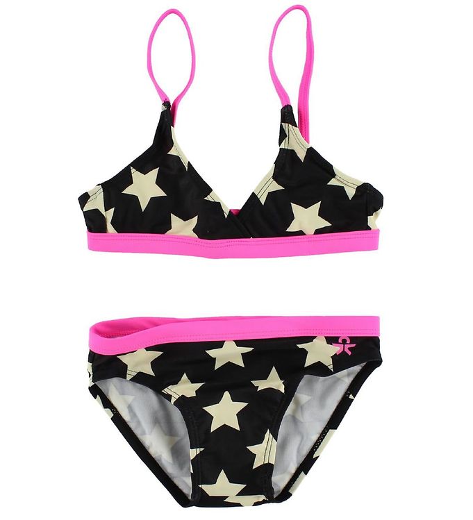 6: Color Kids Bikini - UV40+ - Sort/Pink m. Stjerner