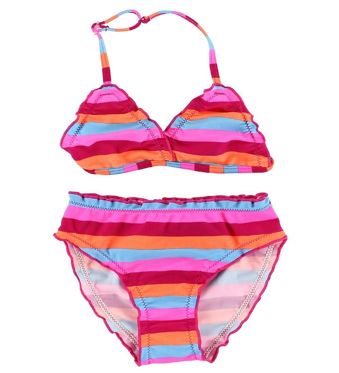 #2 - Color Kids Bikini - Vivi - UV40+ - Pink/Orange/Turkisstribet