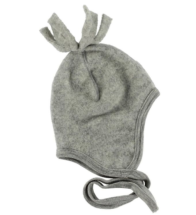 Image of Engel Babyhjelm m. Kvast - Uld - Gråmeleret - 86/92 - Engel Babyhjelm (62345-332824)