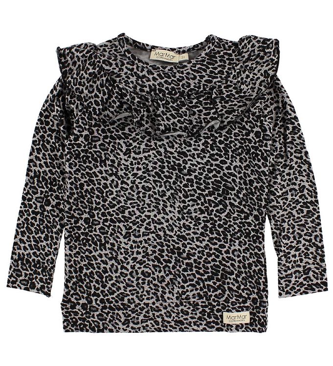MarMar Bluse - Leo Tessie - Grå Leopard m. Flæser