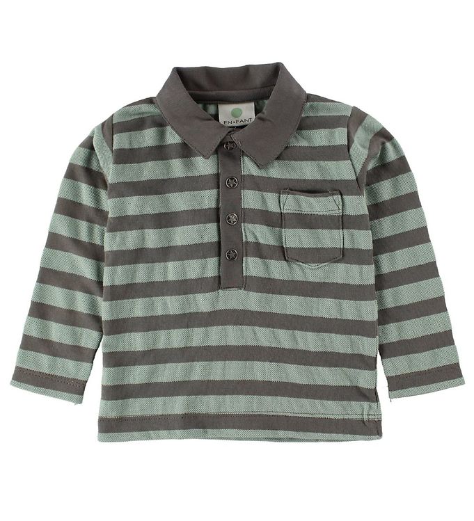 En Fant Polo Bluse - Mint/Gråstribet m. Lomme