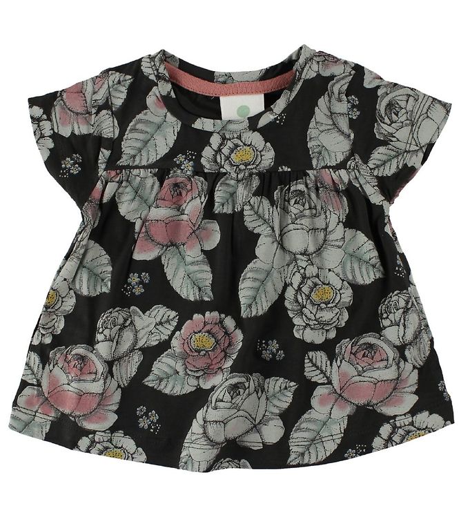 12: En Fant T-Shirt - Sort m. Blomster