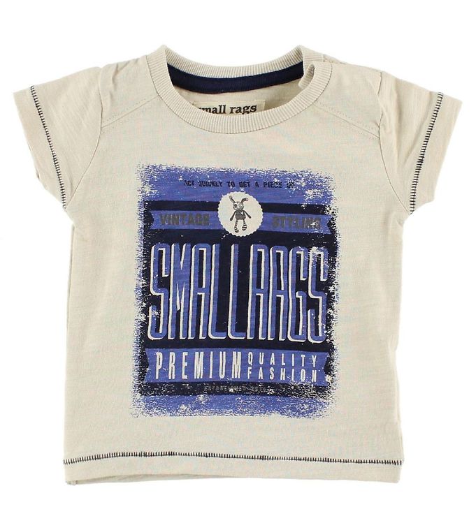 6: Small Rags T-Shirt - Crememeleret m. Print