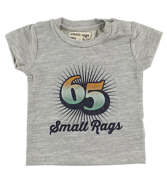 Image of Small Rags T-Shirt - Gråmeleret m. Print - 68 - Small Rags T-Shirt (78783-425615)