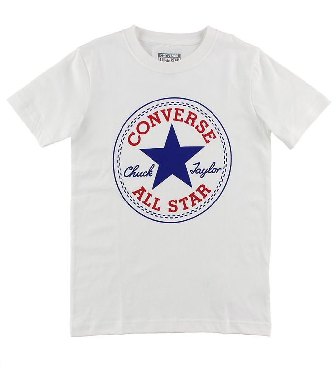lever Datter discolor Converse T-shirt - Hvid m. Logo » Gratis hjemmelevering i DK