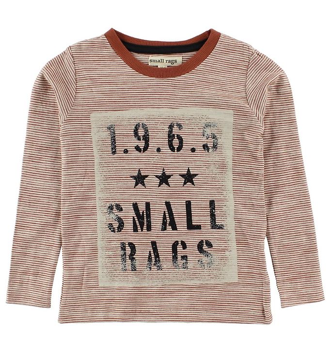 Small Rags Bluse - Rødbrun/Hvidstribet m. Tekst